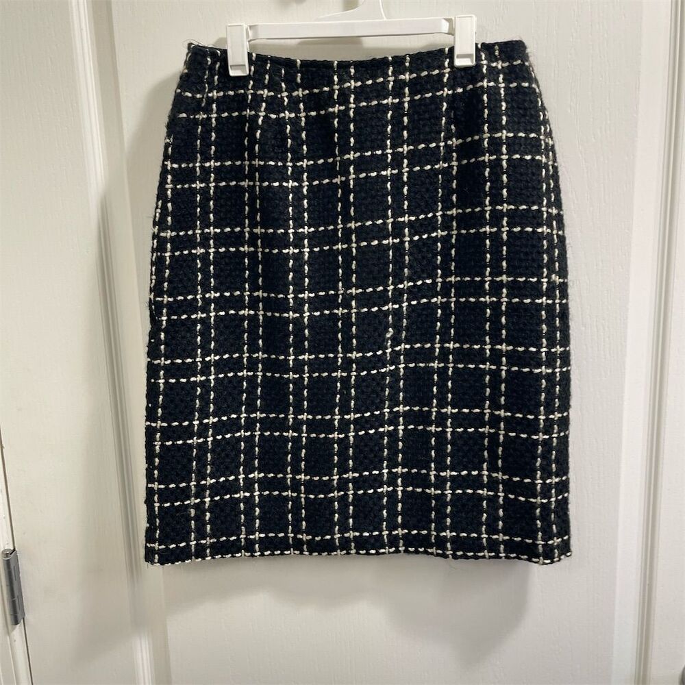 Corey Lynn Calter Women's Black & White Tweed Pencil Skirt Size 8 (sku391)